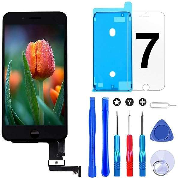 Brinonac iPhone 7 Screen Replacement: LCD Digitizer Touch Screen Full Set with Tools & Protector (Black)