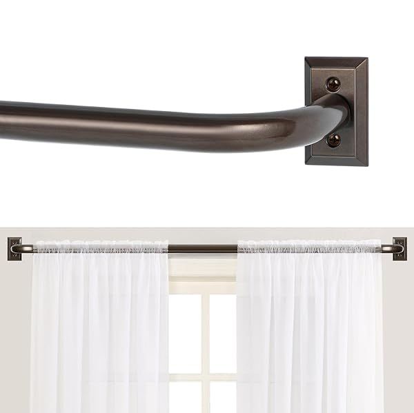 Bronze Wrap Around Curtain Rods 66 to 120 Inch Adjustable Blackout Drapery Rods 1 Inch Diameter for Room Darkening Window Curtains