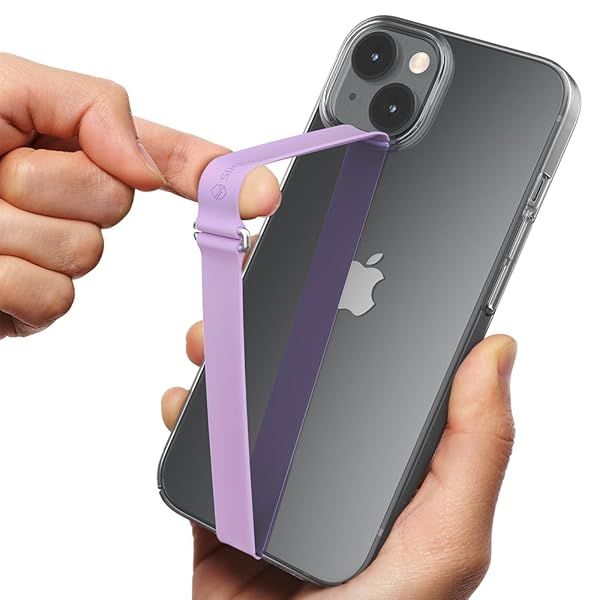 Sinjimoru C-Shaped Clip Finger Phone Grip - Silicone Loop Holder for iPhone & Samsung - Lavender Color