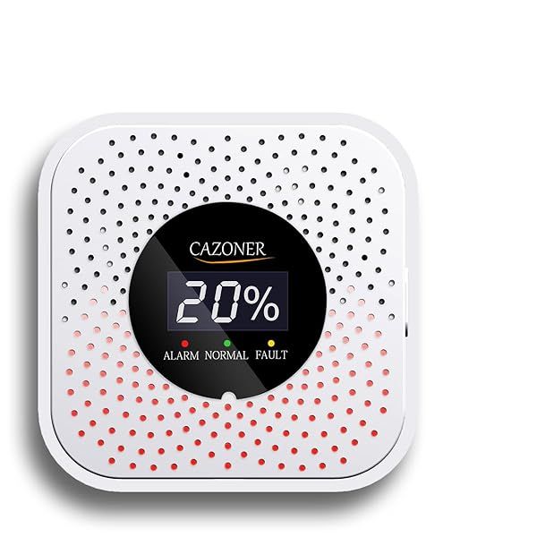 Cazoner Natural Gas Leak Detector Plug-in Alarm for Kitchen Home RV Safety 10-Year Lifespan LPG LNG Combustible Gas Sensor LCD Display