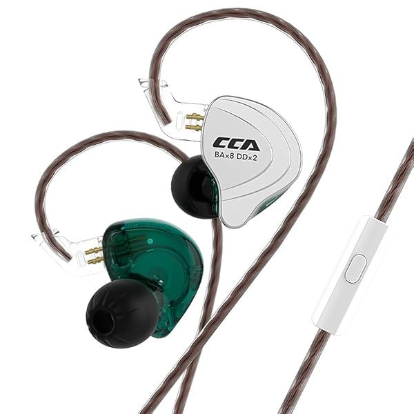 CCA C10 In Ear Monitor Headphone 10 Hybrid Drivers Wired Earbud HiFi IEM Earphones Stereo Noise Isolating Detachable Cable for Musicians