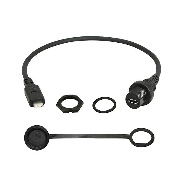 CERRXIAN 30cm USB Type C 2.0 Mount Extension Cable for Car Boat Motorcycle Truck Dashboard