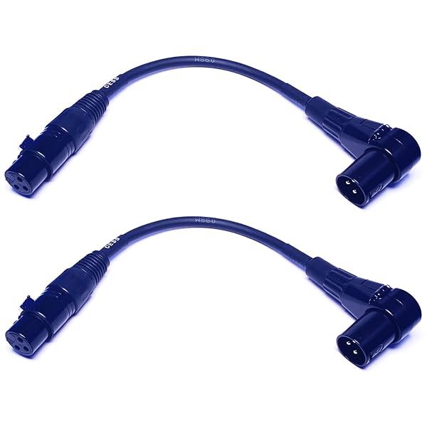 CESS-043 XLR Right-Angle Male to Straight Female Microphone Extension Cable - 2 Pack for Superior Audio Quality