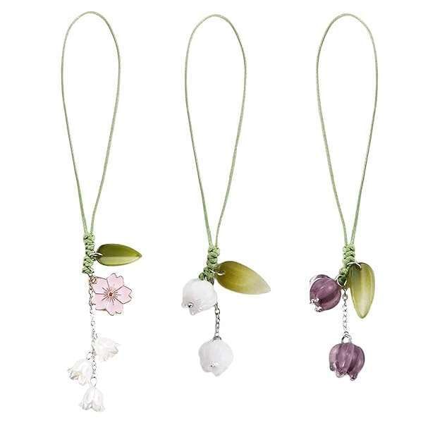 CHAOYUN 3 Pcs Tulip Flower Phone Pendant - Cute Charms for Keychains, Backpacks & Wallets