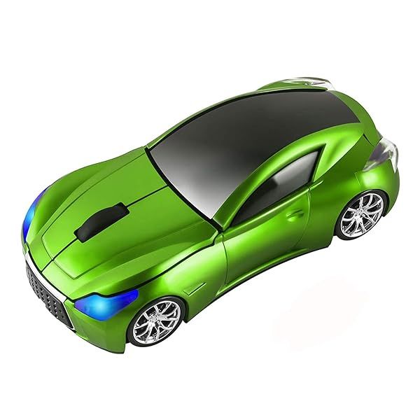 CHUYI Cool Car Shaped Wireless Mouse - 1600DPI Portable Cordless Mice for Travel, Office & Home (Green)