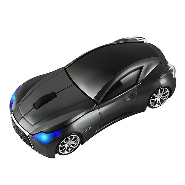 CHUYI 3D Car Shaped Wireless Optical Mouse - Ergonomic 1600DPI Mice for Office & Travel Gifts (Grey)