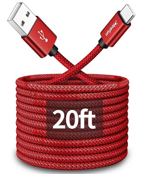 CLEEFUN 20ft USB Type C Cable Nylon Braided Charger Compatible with Samsung Galaxy Note LG Moto Pixel Switch and More