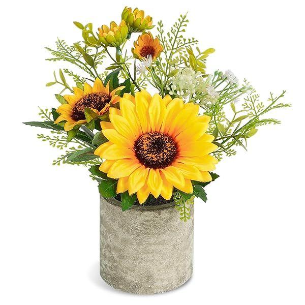COCOBOO Sunflower Artificial Flowers Pot - Bright Yellow Decor for Home, Bathroom & Kitchen