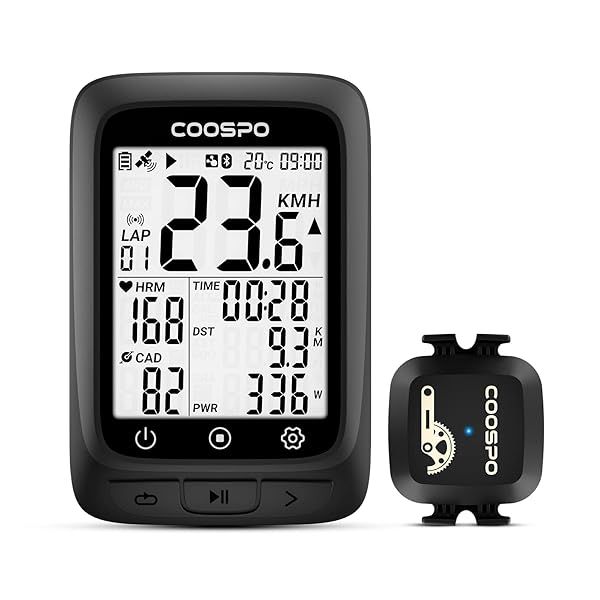 COOSPO GPS Cycling Computer BC107 and Bike Cadence Speed Sensor BK467, Wireless Bike GPS Speedometer with 2.4 Inch Auto-Backlight Display, Bluetooth