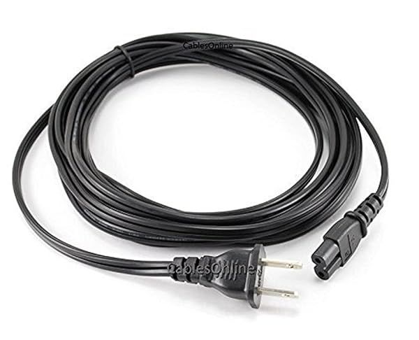 15ft 2-Prong Figure-8 Power Cord - CablesOnline Non-Polarized Replacement for PC-10715