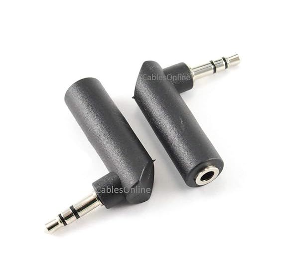 Buy CablesOnline Right-Angle 3.5mm Stereo Male to Female Audio Adapter 2-Pack - Perfect for Clear Sound & Space-Saving!
