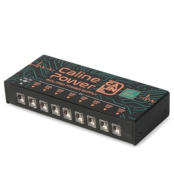 Caline CP-205 Guitar Pedal Power Supply, DC 9V True Isolated Pedalboard Power Supply with 8 Totally Isolated Outputs(300mA 500mA), Noiselessly