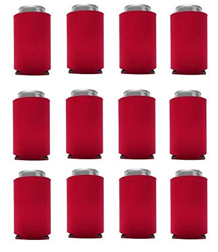Red Can Cooler Sleeves Blank Poly Foam Pack of 12 for Parties and Events