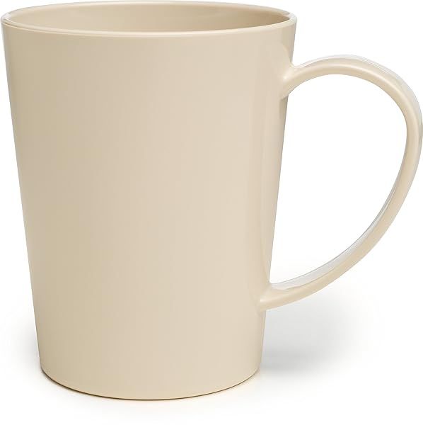 Durable Tritan Plastic Coffee Mug - 12oz Bone Color with Large Handle for Buffets & Restaurants