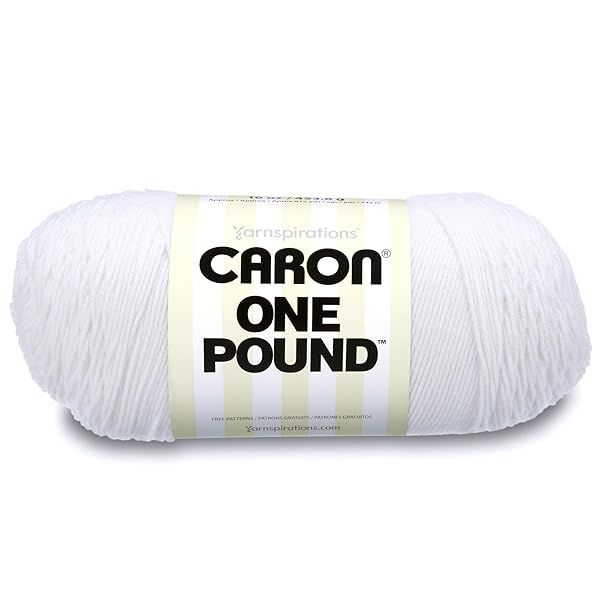 Buy Caron One Pound Solids Yarn 16oz - White, 100% Acrylic for Crochet & Knitting - Gauge 4 Medium