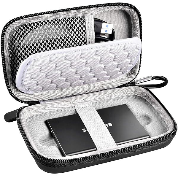 Samsung T7 T7 Touch Portable SSD Case Travel Organizer for 1TB 2TB 500GB USB 3.2 External Drive and Accessories Black