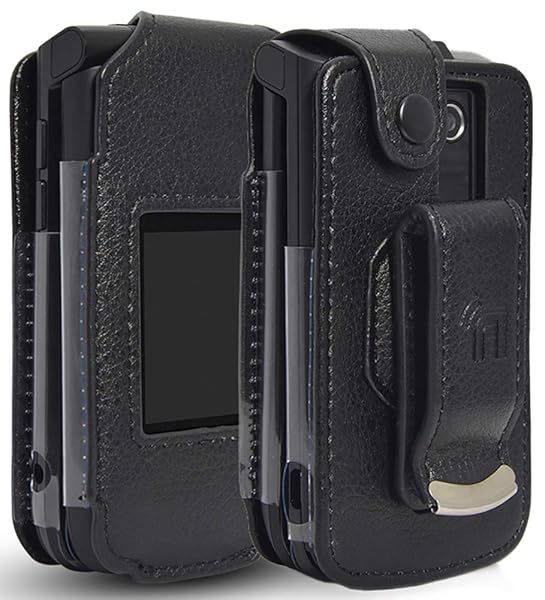 Black Vegan Leather Case for Orbic Journey with Built-in Screen Protection and Metal Belt Clip for Verizon Wireless ORB2200LBVZ
