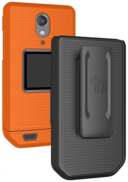 Bright Orange Clip Case for CAT S22 Flip Phone | Slim Hard Shell & Rotating Belt Holster Combo