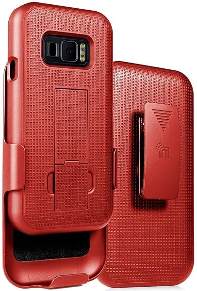 Galaxy XCover FieldPro Case with Clip & Kickstand - Red Holster Combo for SM-G889A