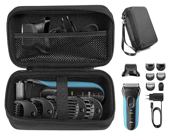 CaseSack Braun Electric Razor Case Organizer for Men Series 3 5 7 with Pocket for Heads Combs Brush Oil and Cord