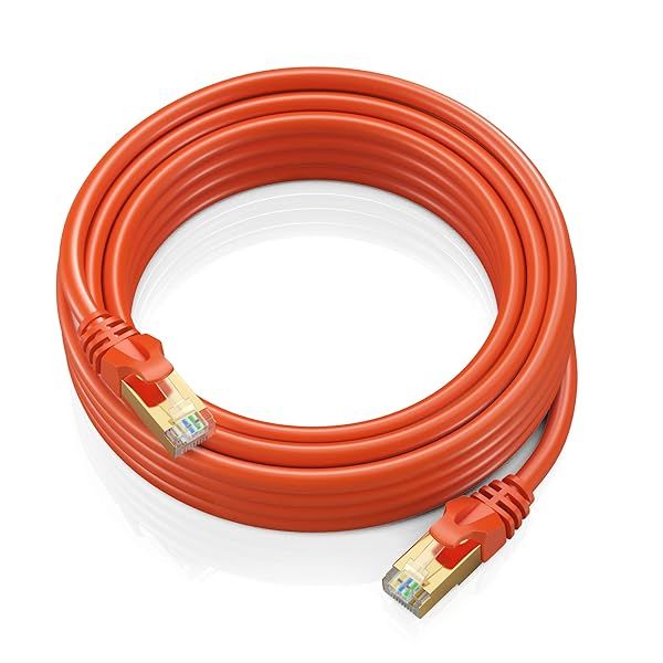Cat 7 Ethernet Cable 100ft - High-Speed LAN Patch Cable for Gaming & Streaming - Orange RJ45 Connectors