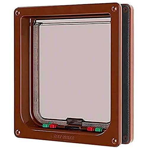Cat Mate Large 4-Way Cat Door for Big Cats & Small Dogs - Durable Magnetic Flap in Brown