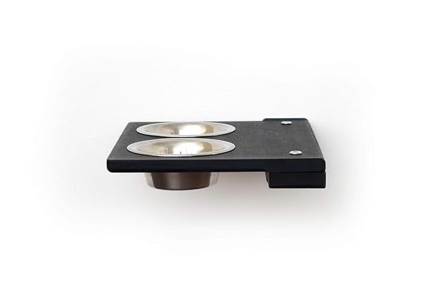 CatastrophiCreations Wall-Mounted Cat Feeder Elevated Feeding Shelf Onyx Bamboo 8.5 x 11 x 3 Inches Pack of 1