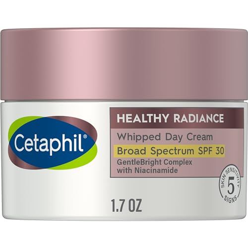 Cetaphil Healthy Radiance Whipped Day Cream SPF 30: Brightening Lotion for Sensitive Skin, Reduces Dark Spots, Fragrance-Free