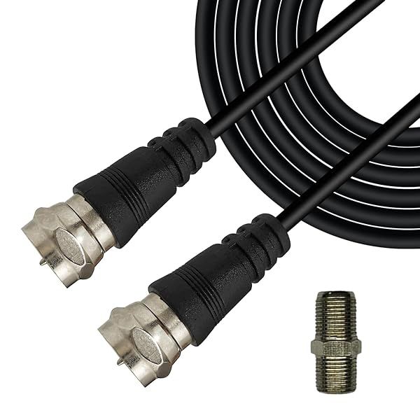 Chaowei 15ft TV Antenna Extension Coaxial Cable with Coupler and F Type Connector for Digital TV and Satellite Cable