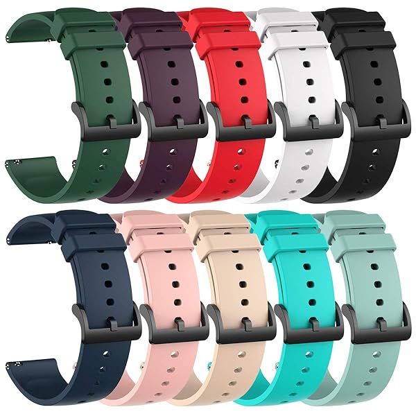 Chofit 10 Pack Silicone Bands for Amazfit Active 2 GTR mini GTS 2 3 4 Bip 3 3 Pro Bip U U Pro 20MM Replacement Watch Straps