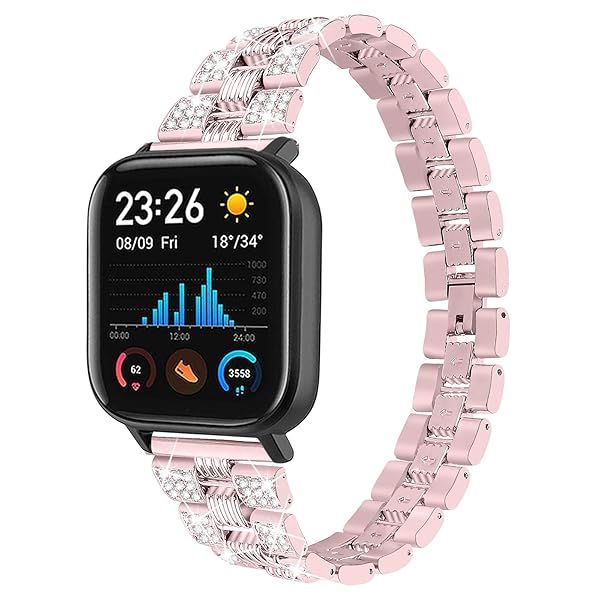 Chofit Bling Bands for Amazfit GTS GTS2 GTS 2 mini Women's Rhinestone Metal Bracelet Replacement Wristband for Bip Smartwatch