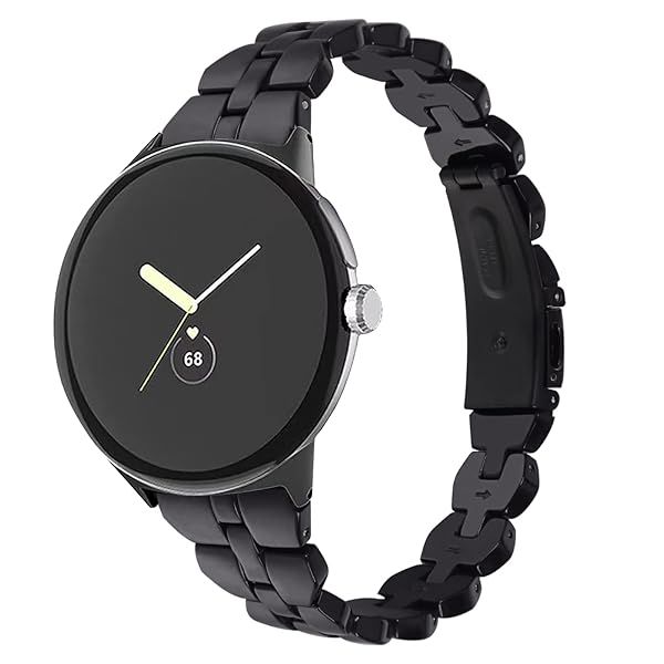Chofit Compatible with Google Pixel Watch 4 3 41MM Pixel watch 2 1 Bands Women, Stylish Resin Bracelet Replacement Bands Adjustable Wristband (Black)