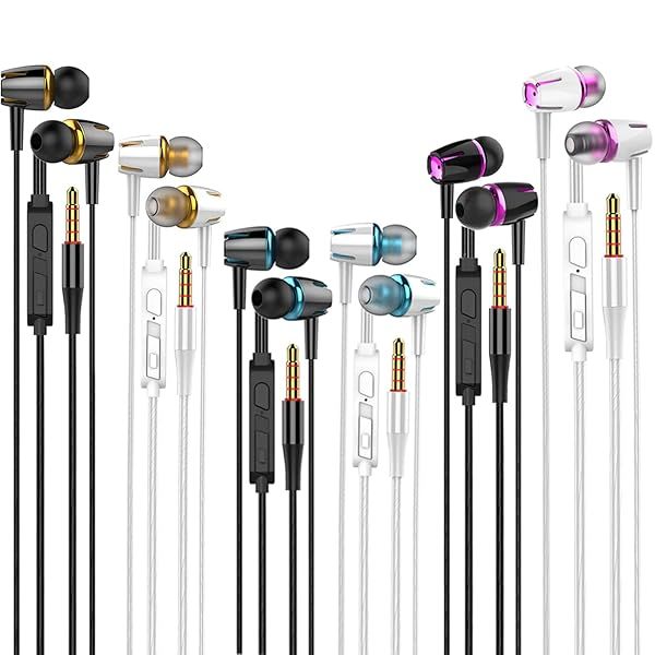 Cianyyee 6Pack Earbuds Headphones Wired with Microphone?in-Ear Earbuds,Noise Isolating,Powerful Heavy Bass, Earphones Compatible with iPhone, iPod,