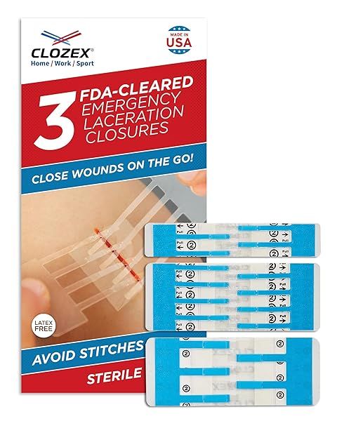 Clozex Emergency Laceration Closures Skin Closure Device for Quick Wound Repair FSA HSA Eligible 3 Individual Wounds Total Length 4 1/4 Inches