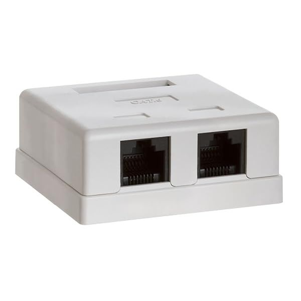 Cmple 2 Port Cat6 Surface Mount Box - Dual Port RJ45 Ethernet Solution with Screws & Double-Sided Adhesive