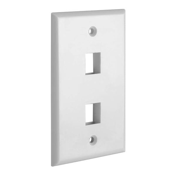 Cmple 2 Port Keystone Wall Plate - Standard Ethernet Wall Plate with Keystone Jack Insert - White, 1 Gang Design