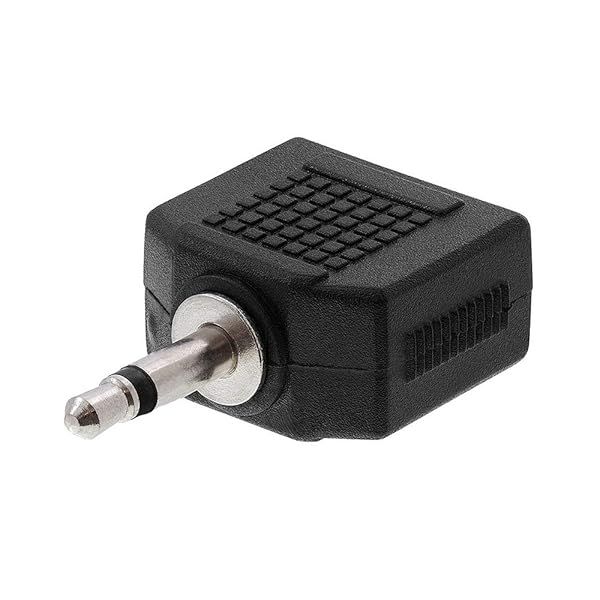 Cmple 3.5mm Mono Plug to 2x3.5mm Stereo Jack Adapter Coupler - High-Quality Black Audio Splitter