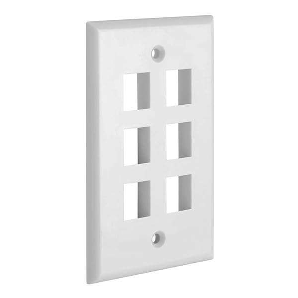 Cmple 6 Port Keystone Wall Plate - Standard Ethernet Wall Plate with Keystone Jack Insert - White, 1 Gang Design