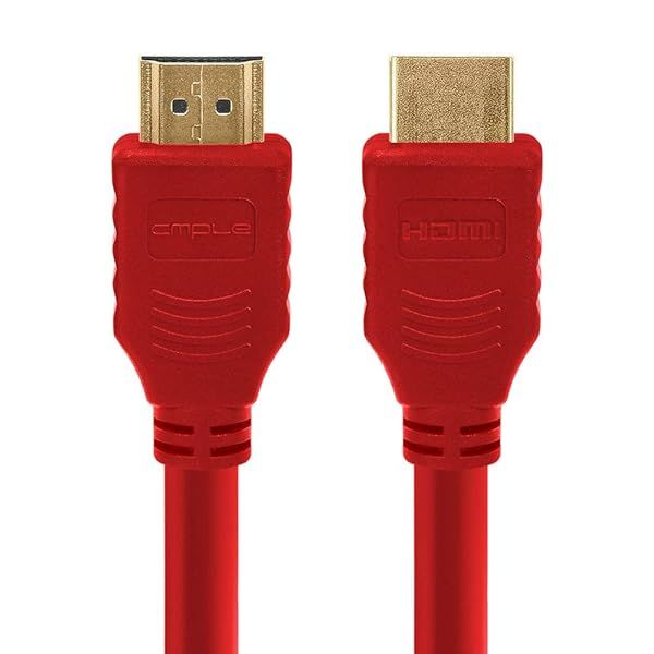 Cmple 10FT HDMI Cable - High Speed 4K UHD 60Hz, 18Gbps, 3D, Audio Return - Red HDMI Cord for HDTV