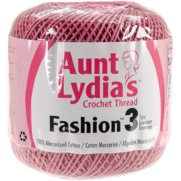 Coats Crochet Aunt Lydia's Cotton Size 3 in Warm Rose - Perfect for Fashion Projects