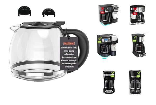 12-Cup Glass Carafe Replacement for Hamilton Beach Coffee Makers 49902/04 - Perfect Fit for Multiple Models