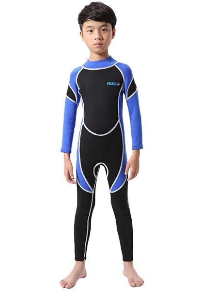 Cokar Neoprene Wetsuit for Kids One Piece Swimsuit Blue 2.5MM Size 8 for Height 47 to 52 Inches Boys Girls