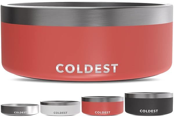 Coldest Dog Bowl: Heavy Duty Insulated, Non-Slip & Spill Proof - 64 oz Metal Bowl for Dogs & Cats, Dishwasher Safe
