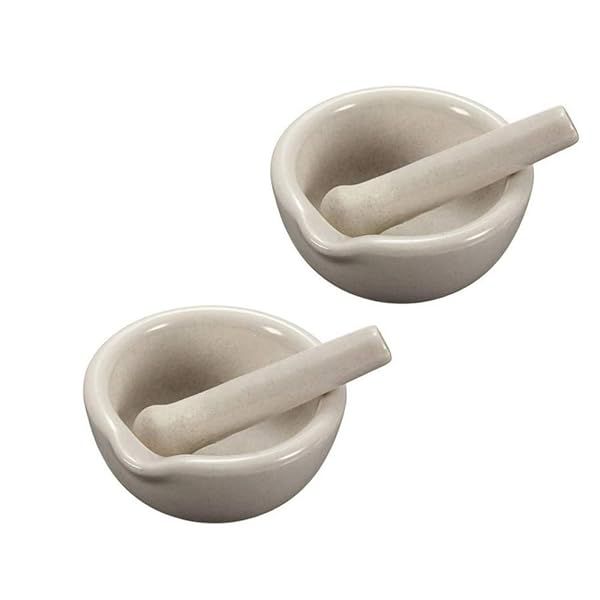 Comimark 2 Set 60 mm Mini Porcelain Mortar and Pestle for Mixing and Grinding DIY Tool
