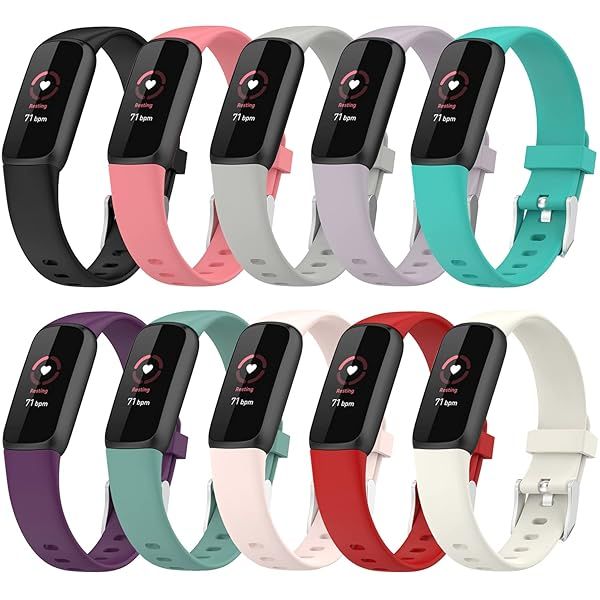 Fitbit Luxe Bands Replacement Soft Silicone Wristbands for Men and Women Multicolor 10 Pack