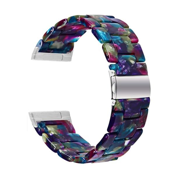 Fitbit Versa 3 Sense Fashion Resin Watch Band Replacement Bracelet with Stainless Steel Clasp for Men and Women Purple Blue