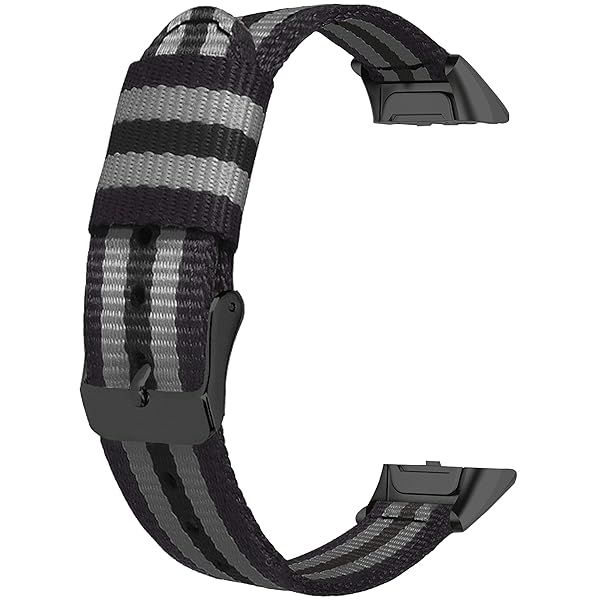 Soft Woven Nylon Replacement Bands for Samsung Galaxy Fit SM-R370 - Stylish & Comfortable Wrist Strap for Men & Women (Grey/Black)