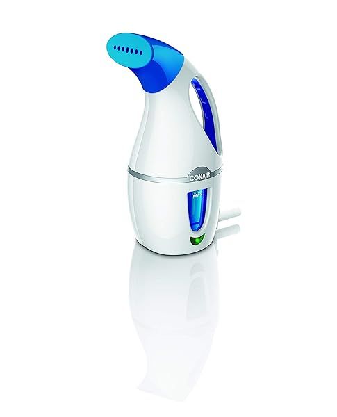 Conair CompleteSteam 1100W Handheld Travel Garment Steamer - Perfect for Home, Office & Travel (White/Blue)