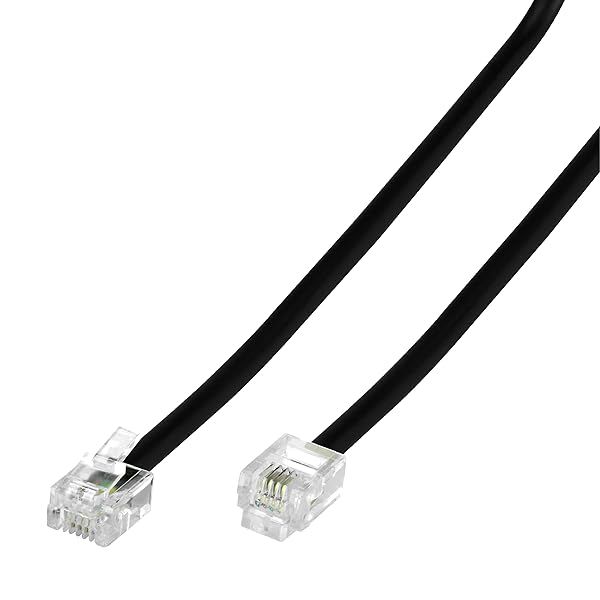 RJ11 6P4C Modular Telephone Extension Cable 7 Feet Black Phone Cord Line Wire