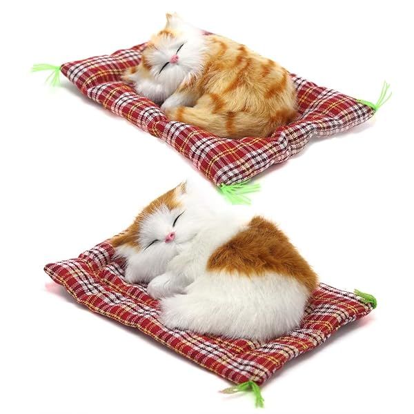 Coolayoung 2Pcs Sleeping Cat Doll Toy Cute Mini Kitten with Meow Sounds Perfect Gift for Kids Boys and Girls
